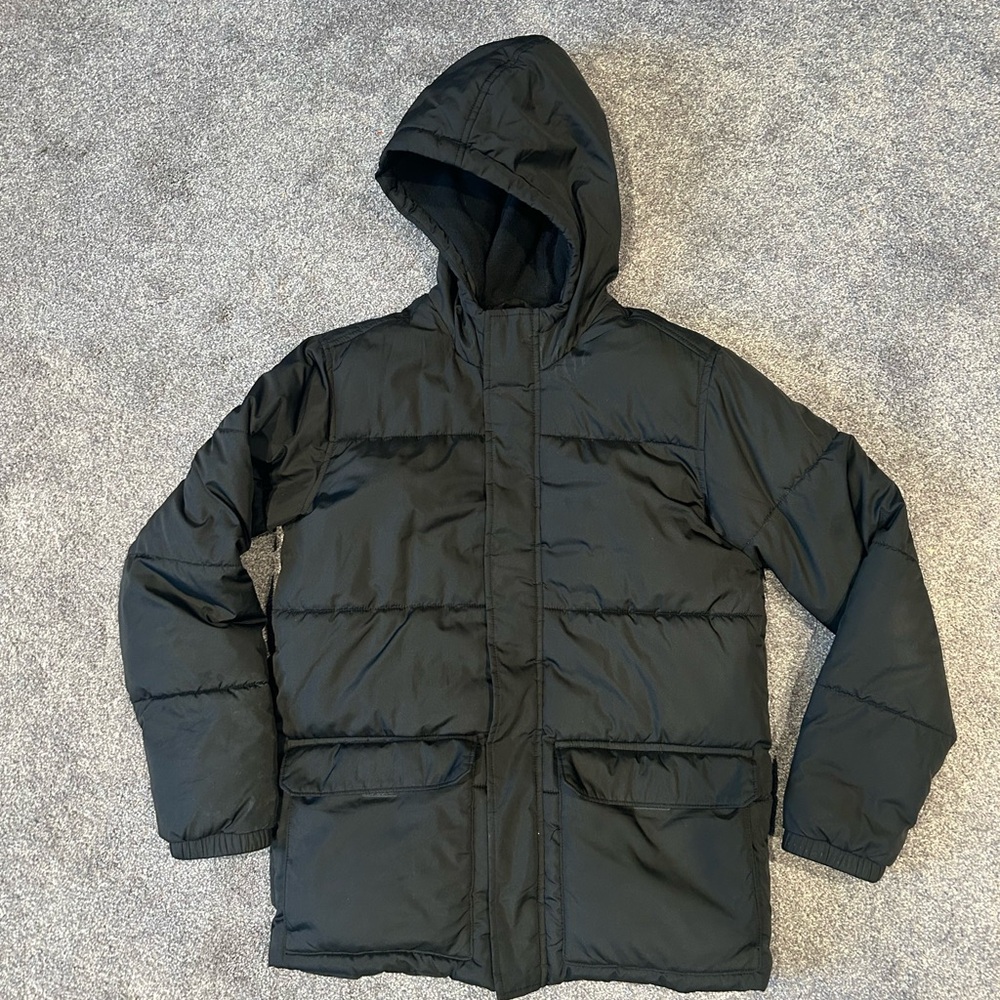 Old Navy Black Puffer Jacket with Quilted Design and Hood